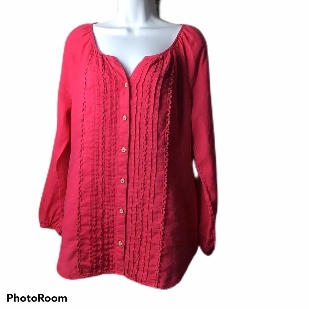 SOFT Surroundings Linen Button Down Top